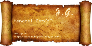 Henczel Gerő névjegykártya